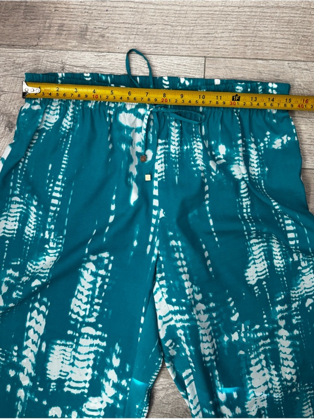 Calvin Klein Teal and White Tye Dye Palazzo Pants - Picture 3 of 8